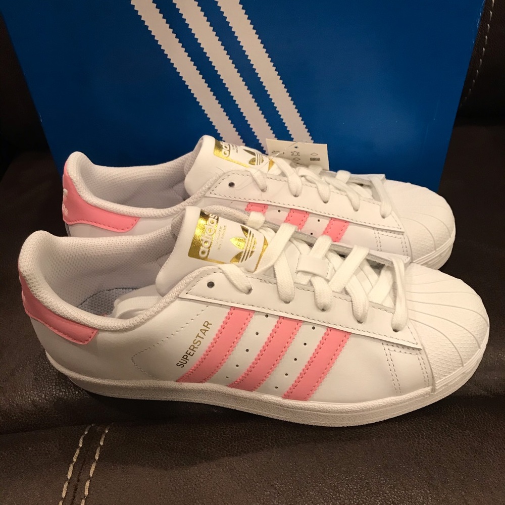 *SOLD*SEND UR BEST OFFER?”Original”ADIDAS” SuperstarJBeautiful Light Pink/White👟 - Picture 2 of 8